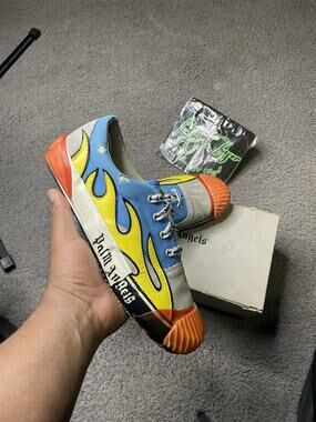 Size 9m/42EU-Palm Angels Flame Men's Shoes Multicolor Low Top Athletic Sneakers